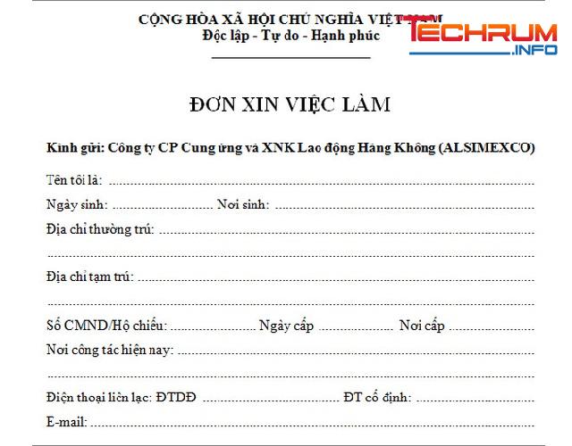 tải mẫu đơn xin việc viết tay 4