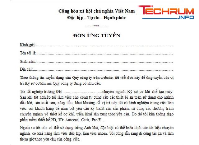 tải mẫu đơn xin việc viết tay 7