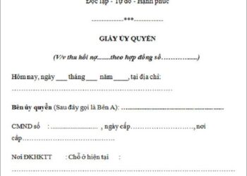 Mẫu giấy ủy quyền thu hồi nợ