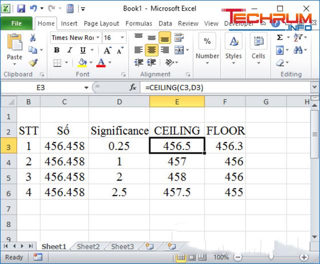 Hàm làm tròn trong Excel CEILING và FLOOR 