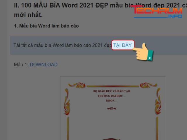 Cách tải mẫu bìa word đẹp 2