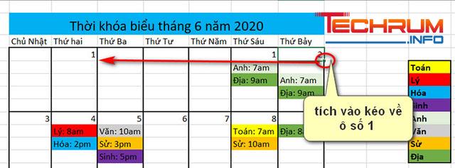 Cách tạo thời khóa biểu online bằng excel 10