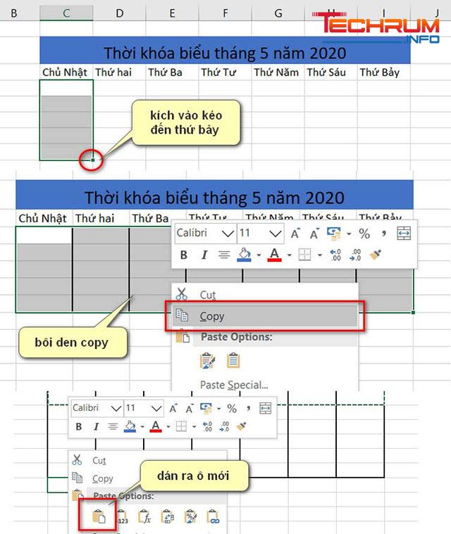 Cách tạo thời khóa biểu online bằng excel 3