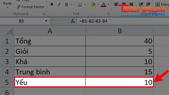 cách trừ nhiều ô trong Excel bước 2