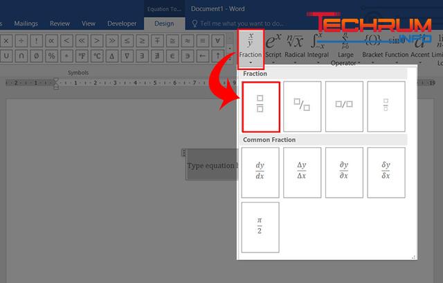 Cách viết phân số trong Word bằng Equation 2