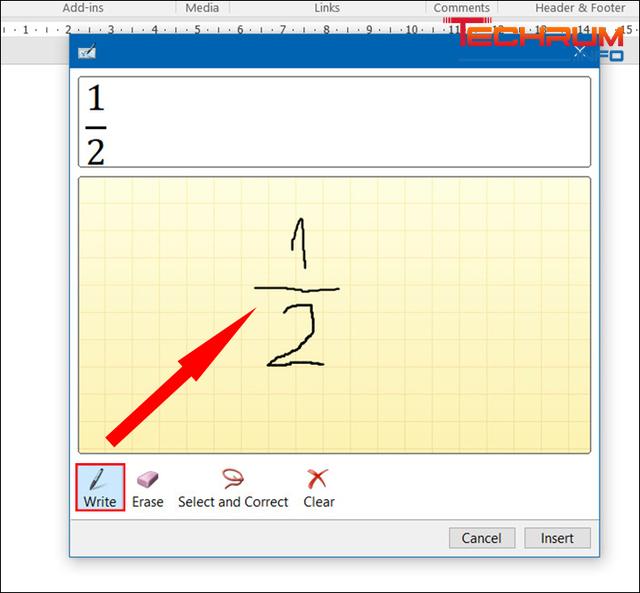 Cách viết phân số trong Word bằng Ink Equation 2