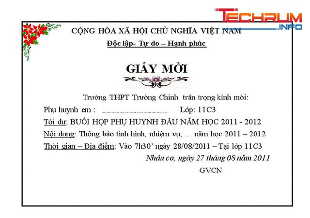 Tải mẫu giấy mời đẹp file word, PDF miễn phí mới nhất | Techrum