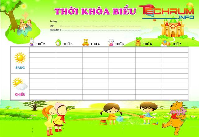 Mẫu thời khóa biểu cho tiểu học 1