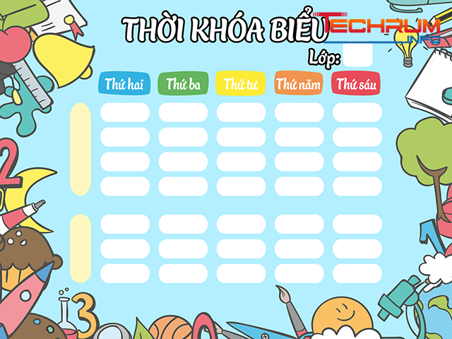 Mẫu thời khóa biểu cho tiểu học 2