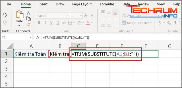 ví dụ 1 trừ ký tự trong Excel 1