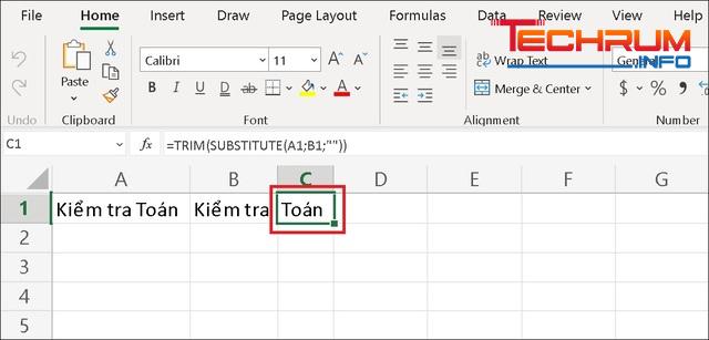 ví dụ 1 trừ ký tự trong Excel 2