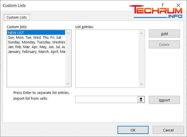 Cách tạo danh sách tùy biến trong excel