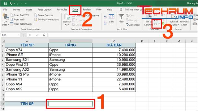 Cách tạo drop list khi dữ liệu 1