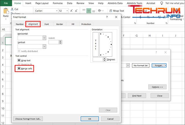 Cách tìm ô đã gộp trong excel 2