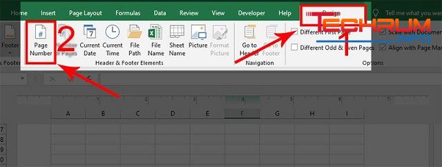 Chọn thẻ Design đi đến chọn mục Page Number