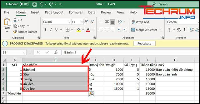 gộp ô trong Excel với Merge Cells 1