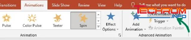 Vào Animations chọn mục Animation Pane