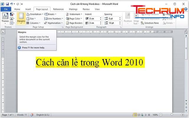 Cách căn lề trong Word 1