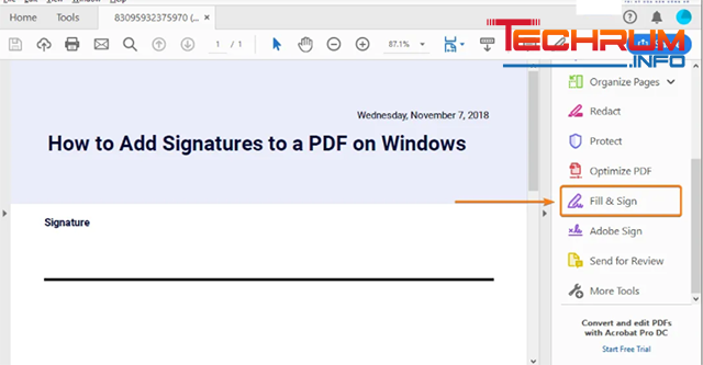Cách chèn chữ ký vào file PDF với Adobe Acrobat Reader 1