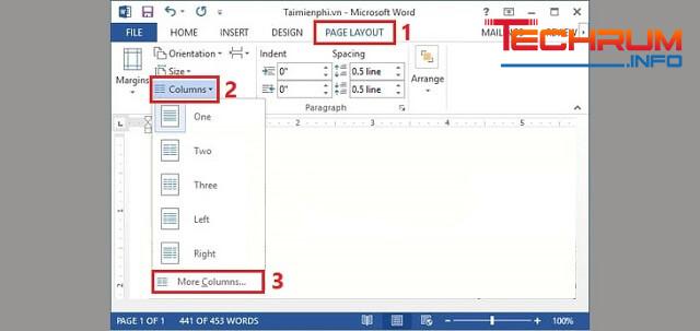 Cách chia cột trong Word 2013