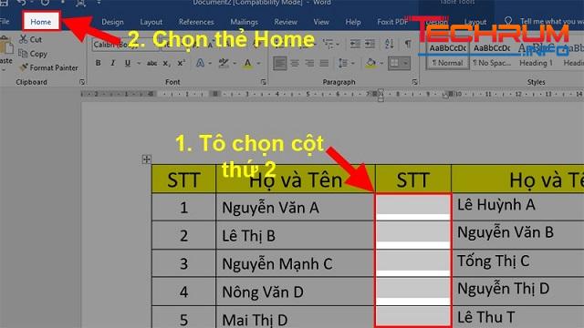 Cách đánh số thứ tự trong Word trên 2 cột khác nhau 1