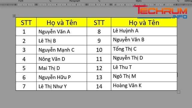 Cách đánh số thứ tự trong Word trên 2 cột khác nhau 5