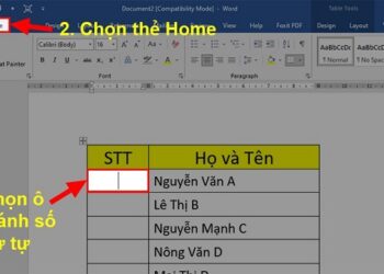Cách đánh số thứ tự trong Word trên 1 cột 1