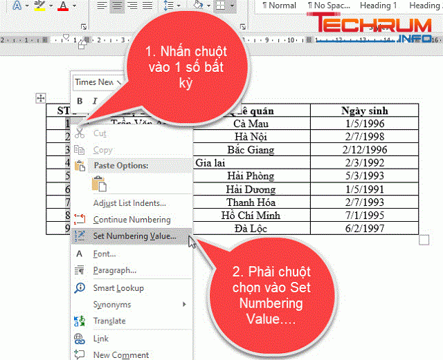 Cách đánh số thứ tự trong Word từ số bất kỳ 3