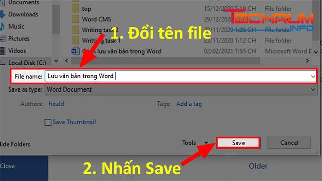 Cách đổi tên cho file Word đã lưu 3