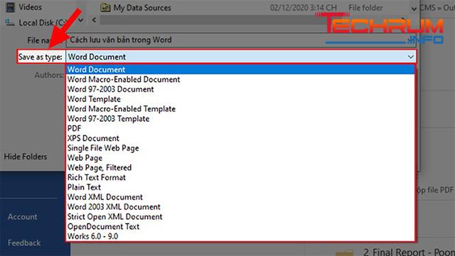 Cách lưu văn bản trong Word 4