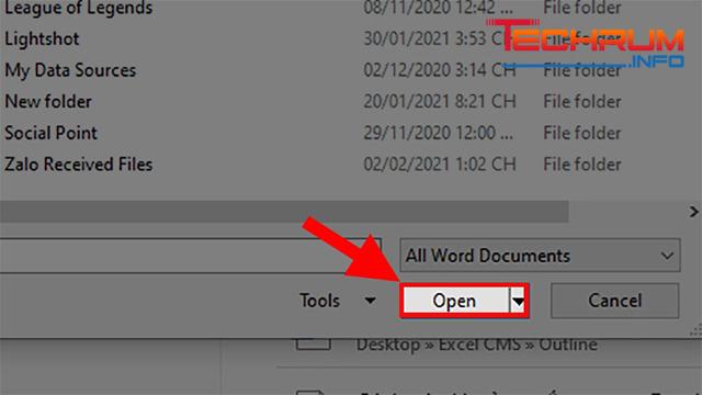Cách mở file Word đã lưu 5