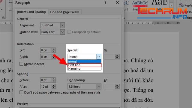 Cách thụt đầu dòng trong Word bằng Paragraph 2