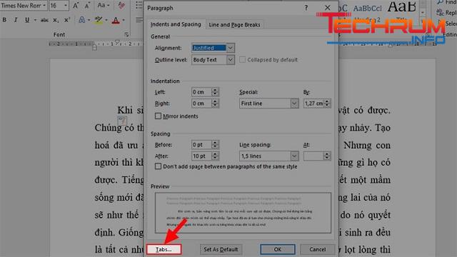 Cách thụt đầu dòng trong Word bằng Tab 3