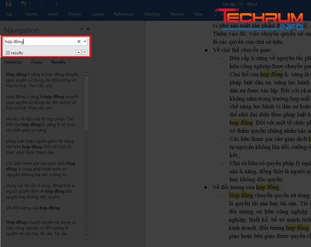 Cách tìm từ, cụm từ trong Word 2
