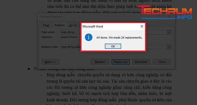 Cách tìm và thay thế từ, cụm từ trong Word 7