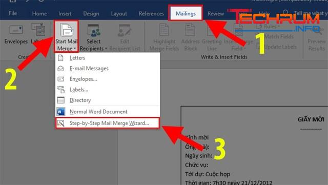 cách sử dụng mail merge trong Word bước 2