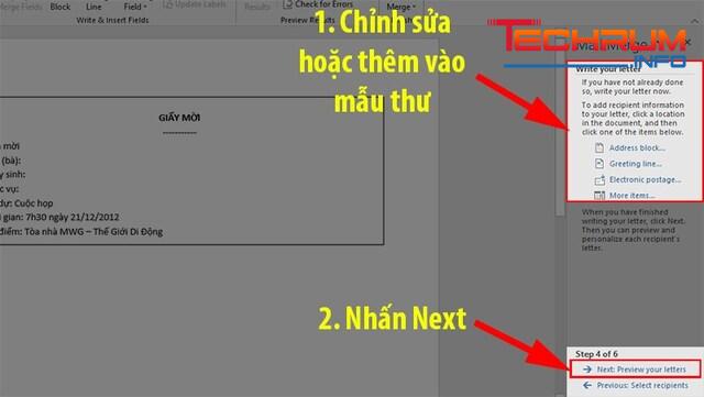 cách sử dụng mail merge trong Word bước 7