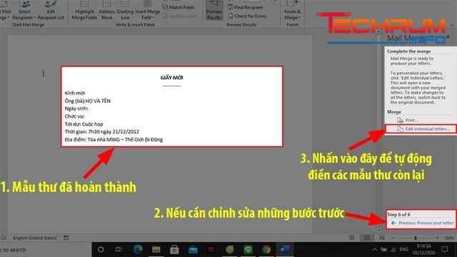 cách sử dụng mail merge trong Word bước 9