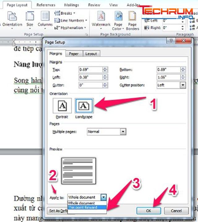 Cách xoay ngang một trang giấy trong word 3
