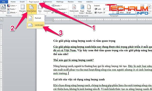 Cách xoay ngang một trang giấy trong word 7