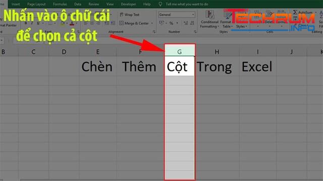 Chèn cột trong Excel bằng phím tắt 1