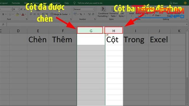 Chèn cột trong Excel bằng phím tắt 3