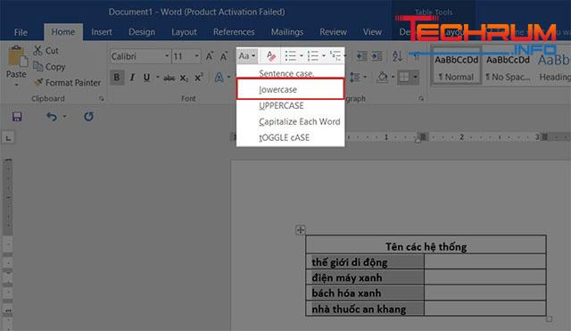 Chuyển chữ hoa thành chữ thường trong Excel bằng Microsoft Word 4