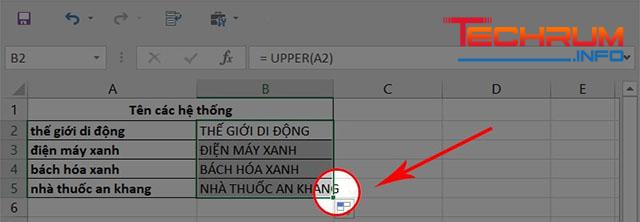 Chuyển đổi chữ hoa thành chữ thường bằng hàm UPPER 3