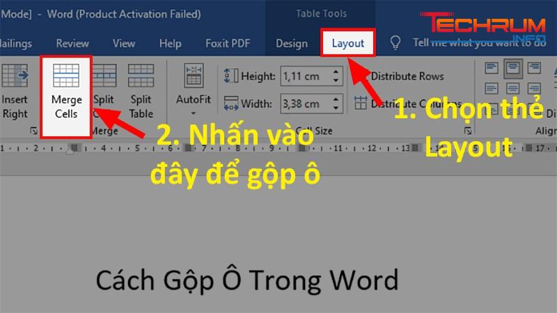 Gộp ô trong word-2