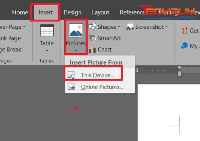 Thao tác chèn ảnh trong Word 2019