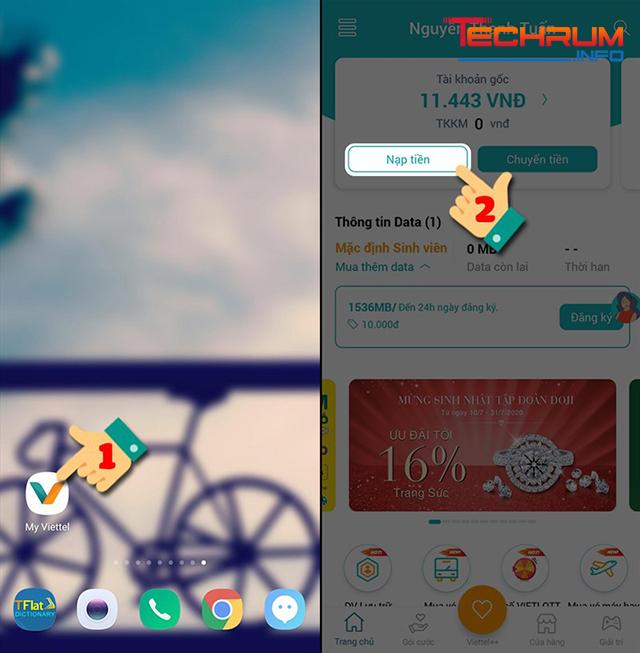 Ứng tiền qua ứng dụng My Viettel 1