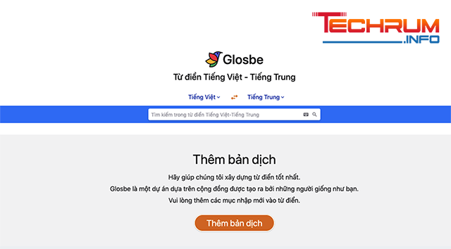 Web app dịch tiếng trung Glosbe