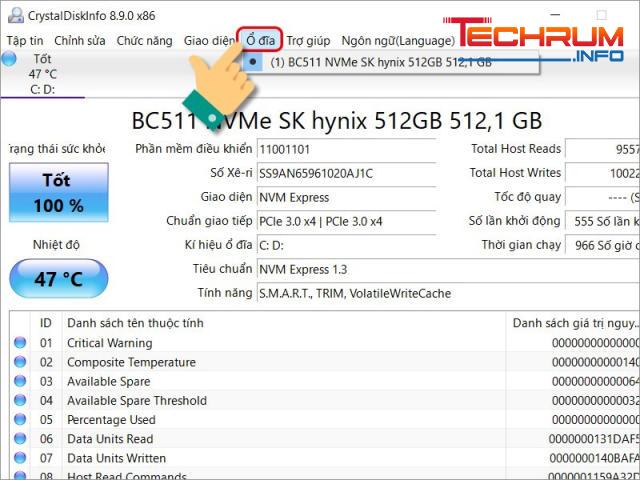 Cách sử dụng phần mềm CrystalDiskInfo 3