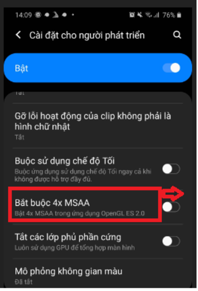 Bật tính năng 4x MSAA 5